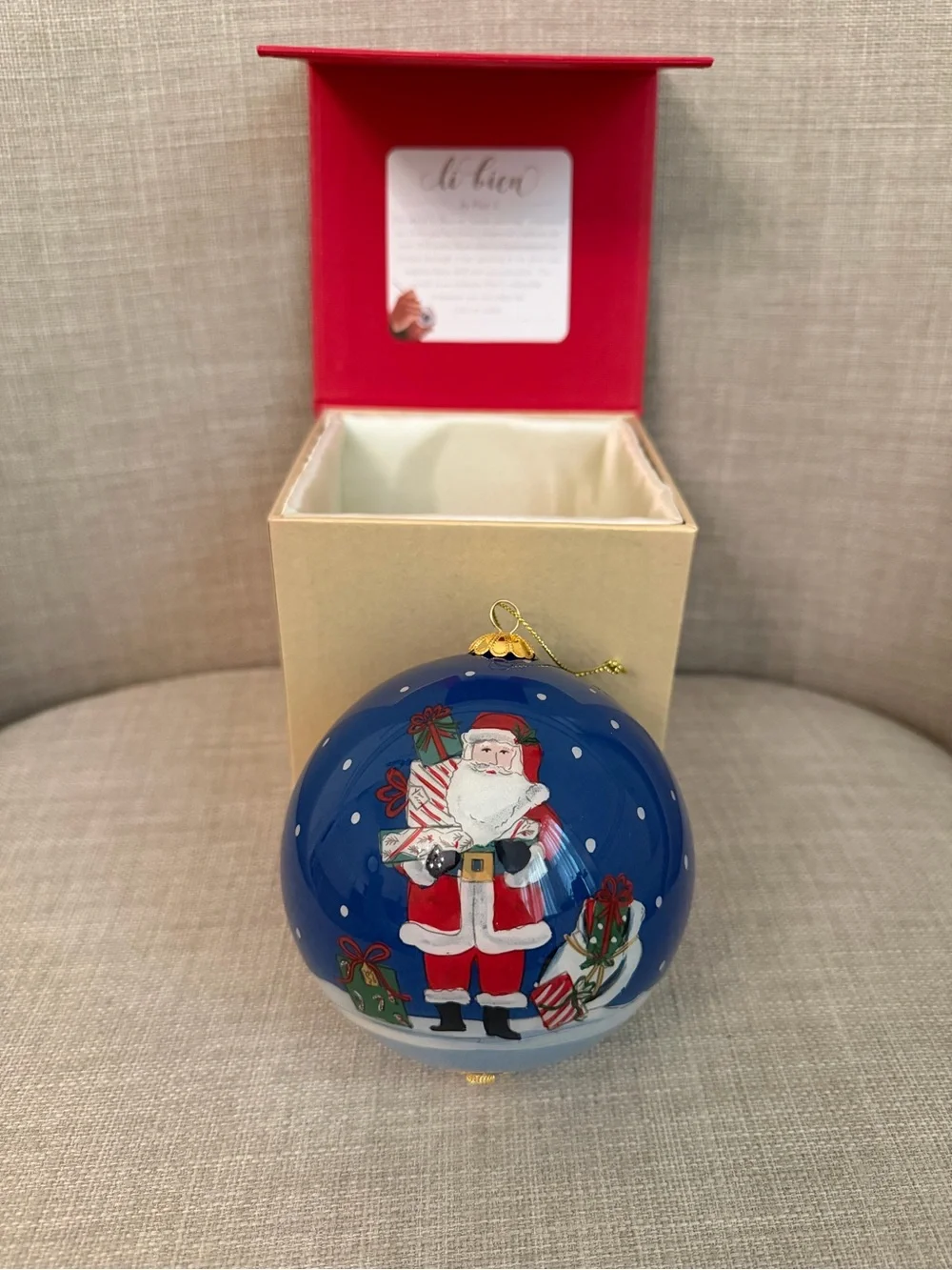 Li Bien by Pier 1 2022 Ornament Santa in Town 2022 Hand Painted 4” includes box